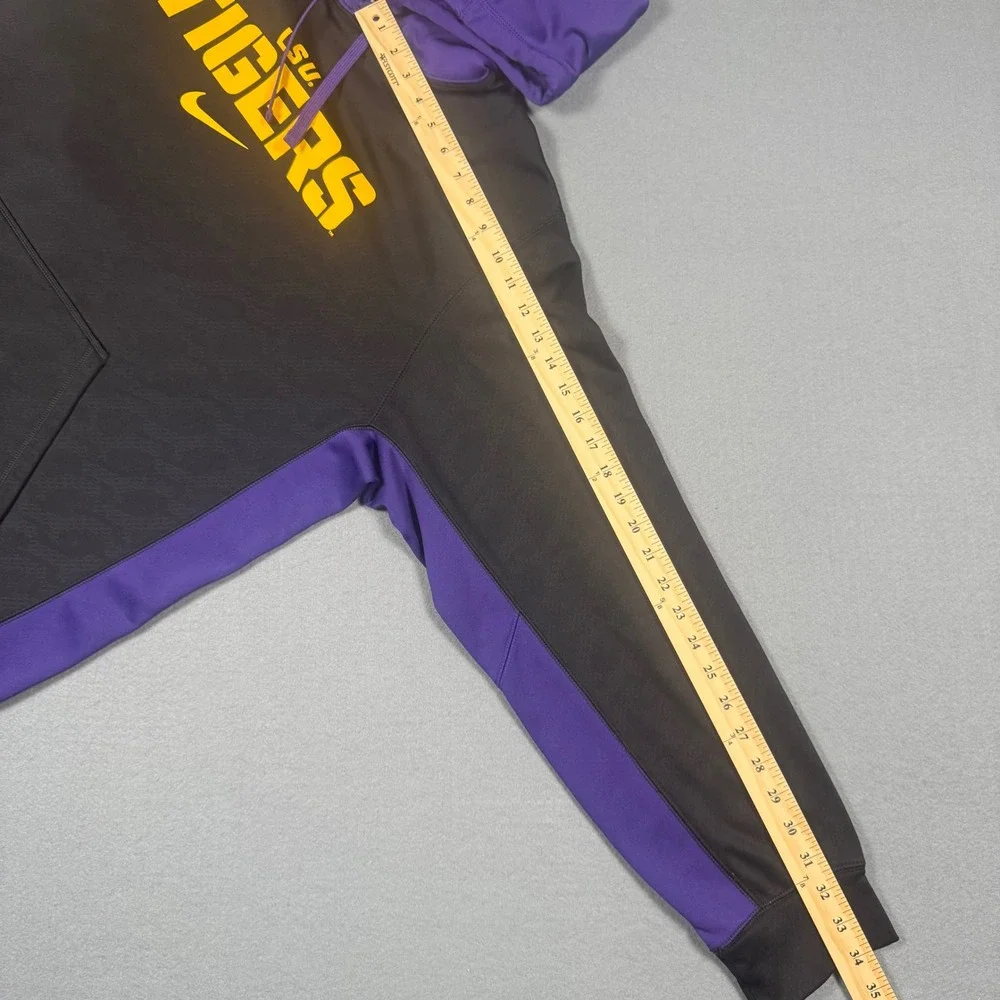 Nike LSU Tigers Therma-FIT Hoodie Mens XL Black Purple Colorblock Sweatshirt